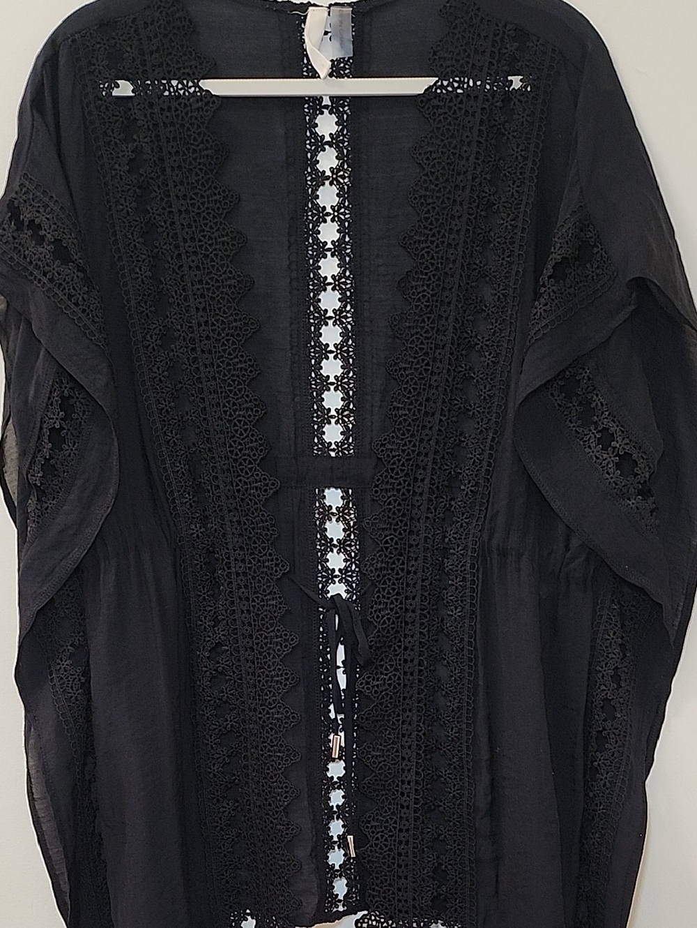 ELAN Vivi crochet Cover Up tie front boho slouchy women’s Lace Sz Small/ Meduim - Picture 7 of 16